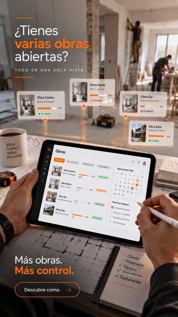 Panel de control para reformas y obras abiertas